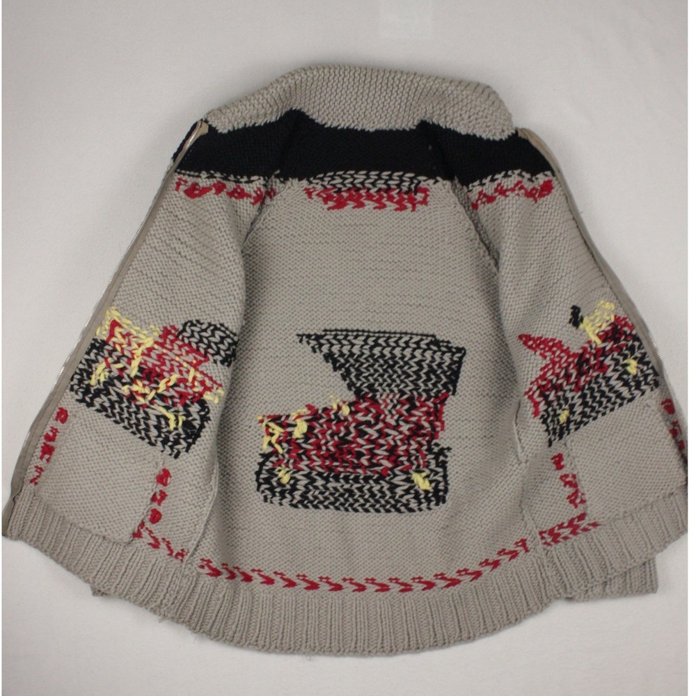 Vintage Mary Maxim Antique Autos 433 "Cowichan" Car Mens L Sweater Zip Cardigan - Picture 3 of 14